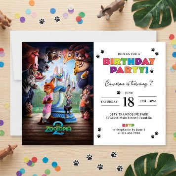Zootopia 2 Birthday Party Invitation