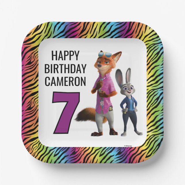 Zootopia 2 Birthday Party Paper Plates (Front)