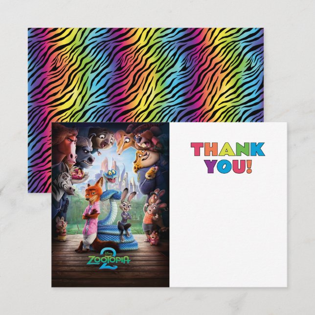Zootopia 2 Birthday Thank You Card (Front/Back)