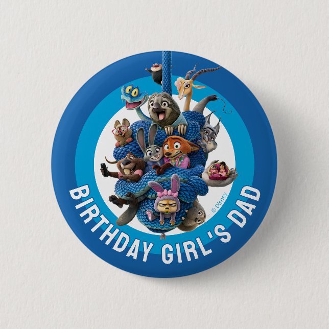 Zootopia 2 Character Birthday Party Button (Front)