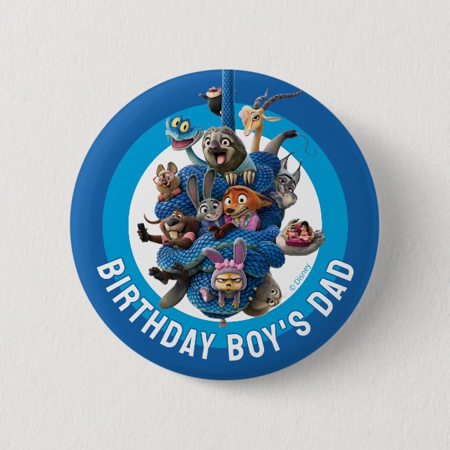 Zootopia 2 Character Birthday Party Button (Front)