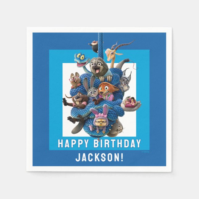 Zootopia 2 Character Birthday Party Napkins (Front)