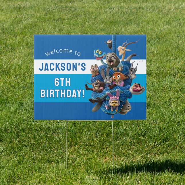 Zootopia 2 Character Birthday Party Sign (Insitu)