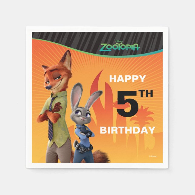 Zootopia Birthday Napkins (Front)