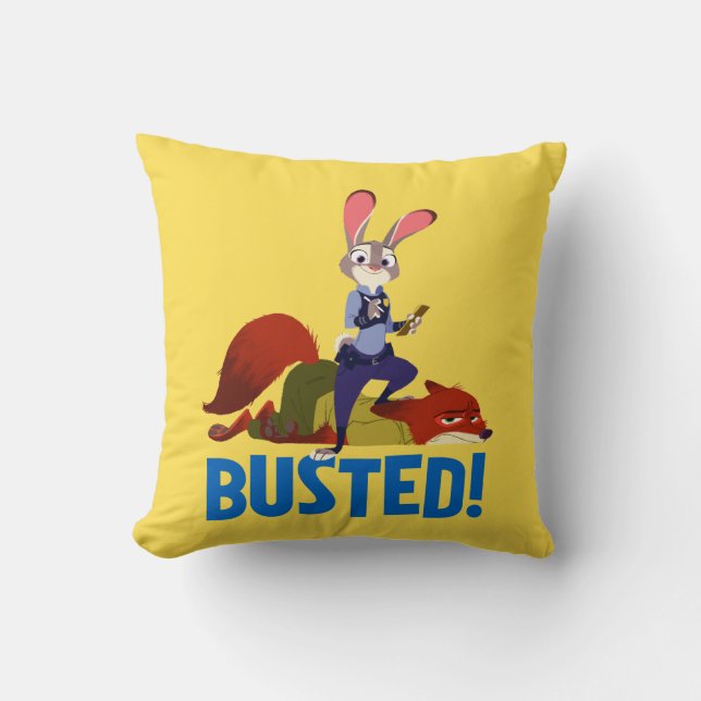 Zootopia | Judy Hopps & Nick Wilde - Busted! Throw Pillow (Front)