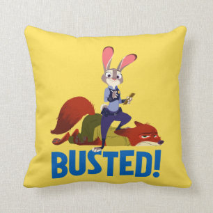 Zootopia Judy Hopps & Nick Wilde - Busted! Throw Pillow