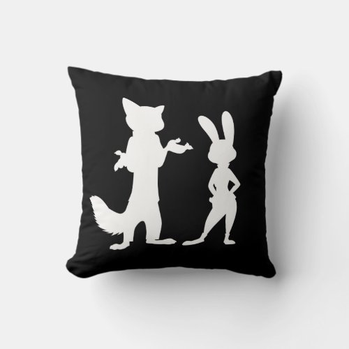 Zootopia  Judy  Nick Silhouette Throw Pillow