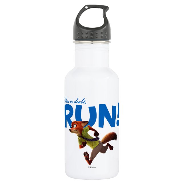 Zootopia | Nick Wilde - When in Doubt, RUN! Stainless Steel Water Bottle (Front)