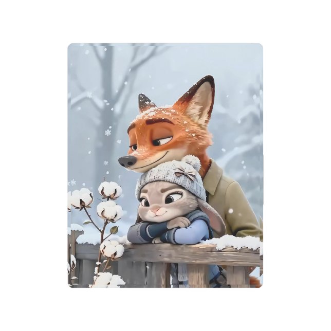 Zootopia Winter Hug - Nick & Judy Metal Print (Front)