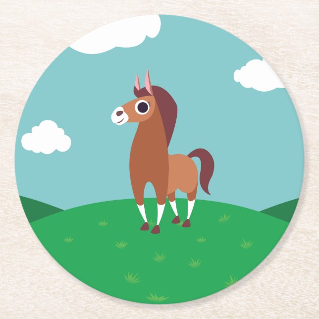 Zora the Horse Round Paper Coaster (Front)