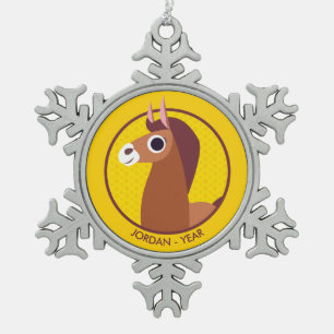 Zora the Horse Snowflake Pewter Christmas Ornament