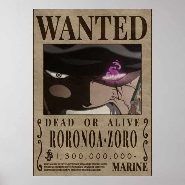 Zoro Third Wanted Poster (Front)
