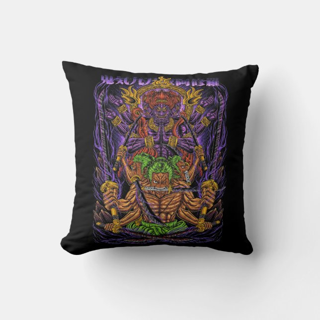 Zoro Three Swords Samurai Throw Pillow (Front)