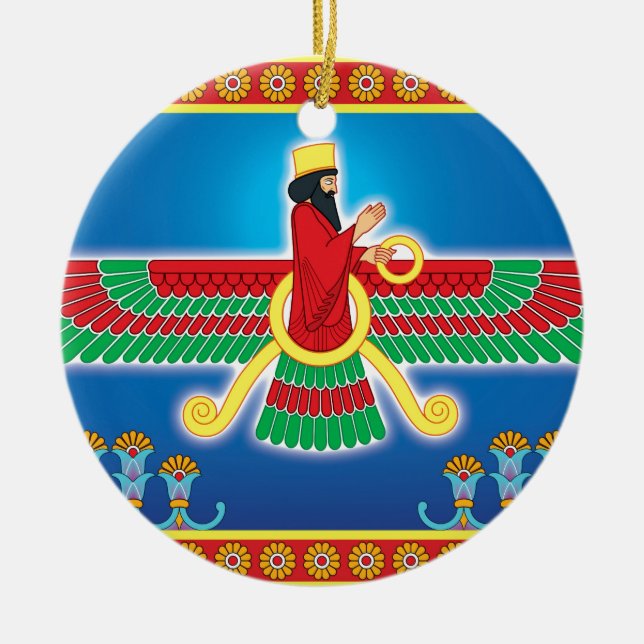Zoroastrian Persian Faravahar Ceramic Ornament (Front)