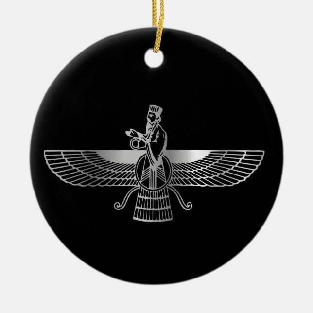 Zoroastrianism Faravahar Ceramic Ornament (Front)