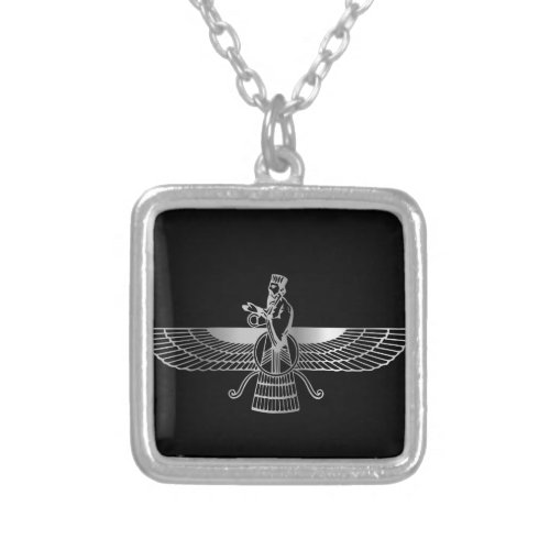 Zoroastrianism Faravahar Silver Plated Necklace