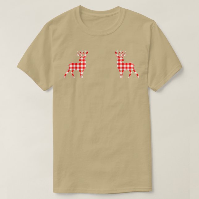 Zorp Buffalo Plaid Reindeer Christmas Merry Xmas H T-Shirt (Design Front)