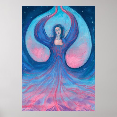 Zorya Dawn Goddess Slavic Folklore Surreal Fantasy Poster