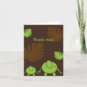 Zou-e The Baby Elephant Thank You Card - Green by hapagirldesigns at Zazzle