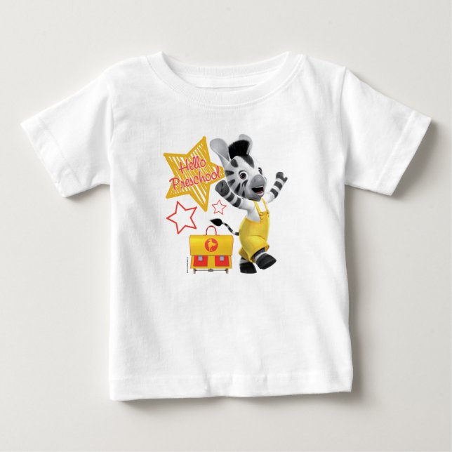 ZOU Hello Preschool Excited Little Zebra Baby T-Shirt (Front)
