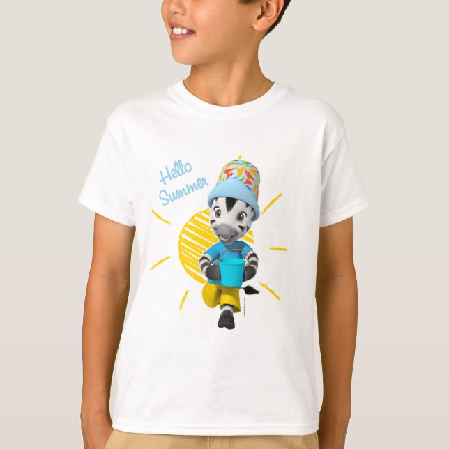 ZOU Hello Summer Adorable Boy Zebra T-Shirt (Front)