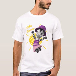 ZOU Hello Summer Adorable Girl Zebra T-Shirt