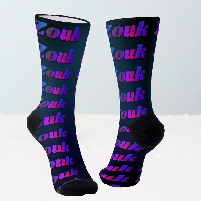 Zouk dance in dark purple, red, blue letters  socks (Creator Uploaded)