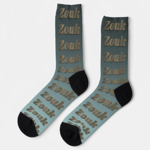 Zouk dance in dark purple, red, blue letters socks