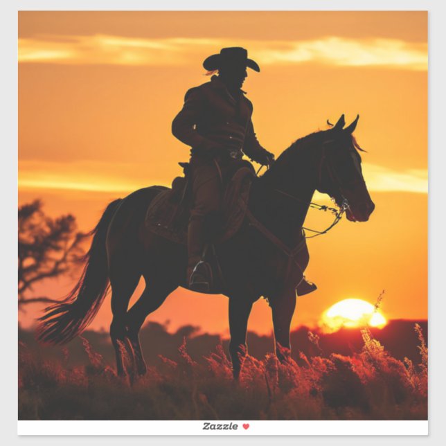 ZOYNK Cowboy Sunset 0023384 Sticker (Sheet)