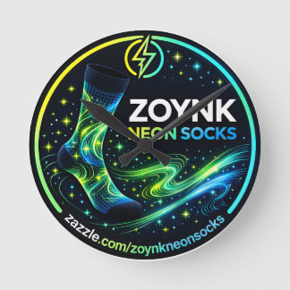 Zoynk Neon Socks Round Clock