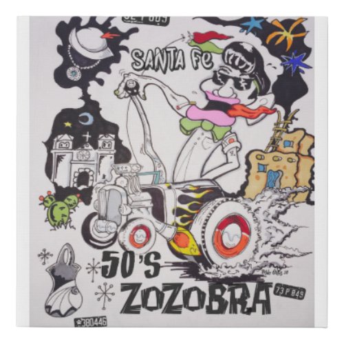 Zozobra hot rod faux canvas print