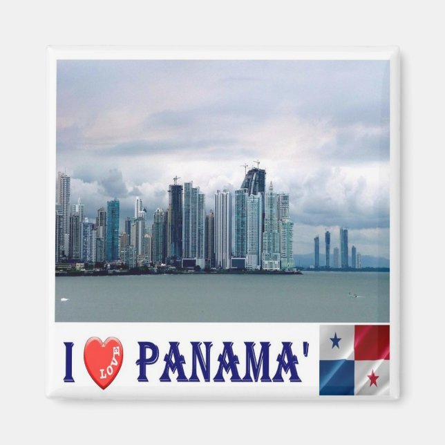 zPA001 PANAMA, I Love, Skyline, America, Fridge Magnet (Front)