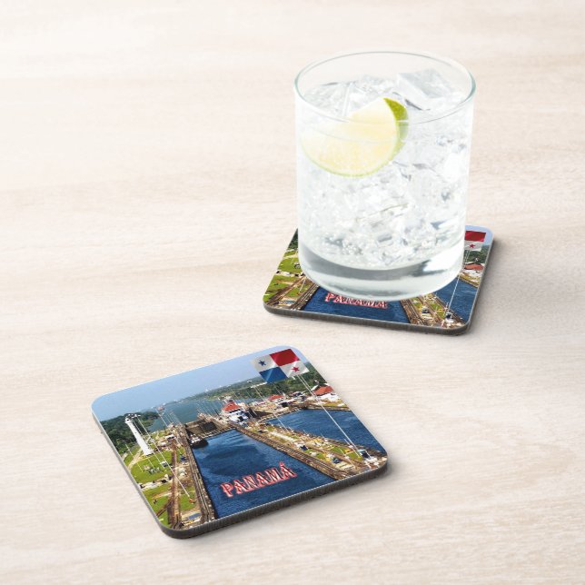 zPA014 PANAMA, CANAL LOCKS, America, Beverage Coaster (Right Side)