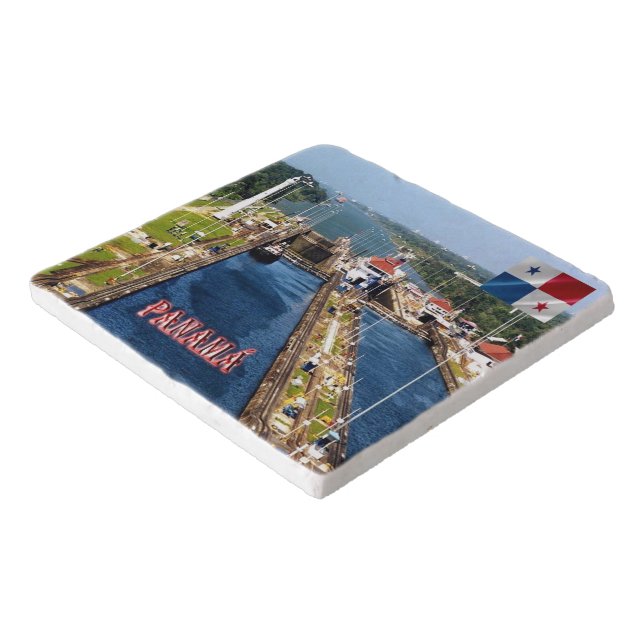 zPA014 PANAMA, CANAL LOCKS, America, Trivet (Corner)