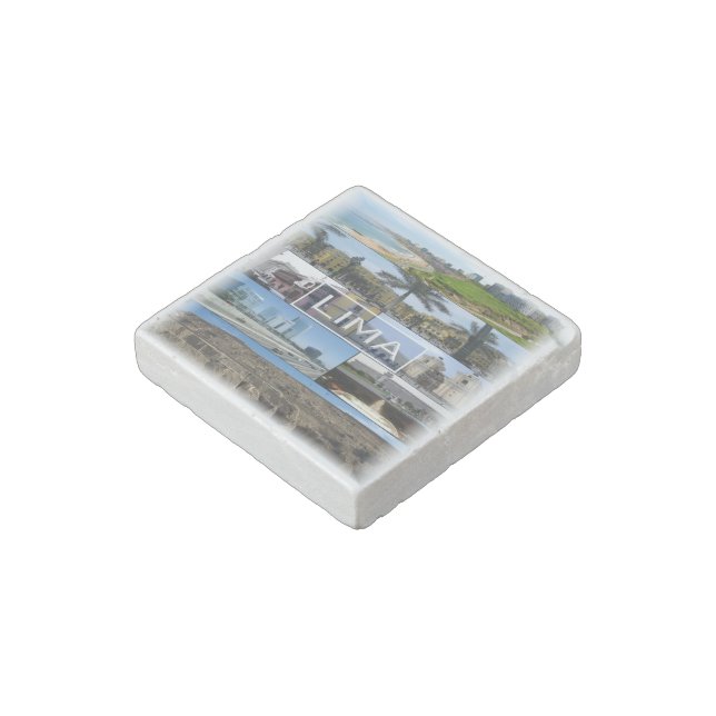 zPE008 mosaic of LIMA in Peru, America, Stone Magnet (Angled)