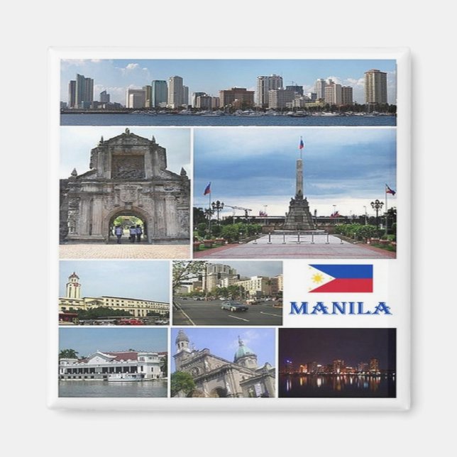 zPH003 MANILA collage, Philippines, Asia, Fridge Magnet (Front)