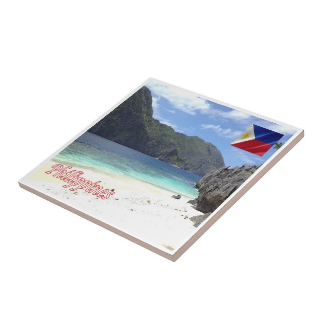 zPH005 beach of MATINLOC ISLAND Philippines Ceramic Tile (Side)