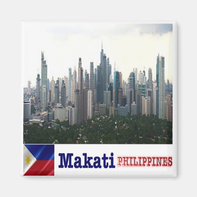 zPH008 skyline of MAKATI, Philippines Asia, Fridge Magnet (Front)