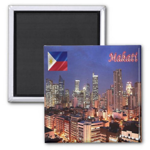 zPH009 MAKATI City By Night Philippines Fridge Magnet