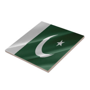 zPK002 waving Pakistani flag FLAG Pakistan, Ceramic Tile