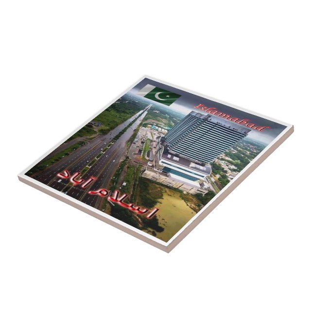 zPK009 ISLAMABAD view by night, Pakistan, Ceramic Tile (Side)