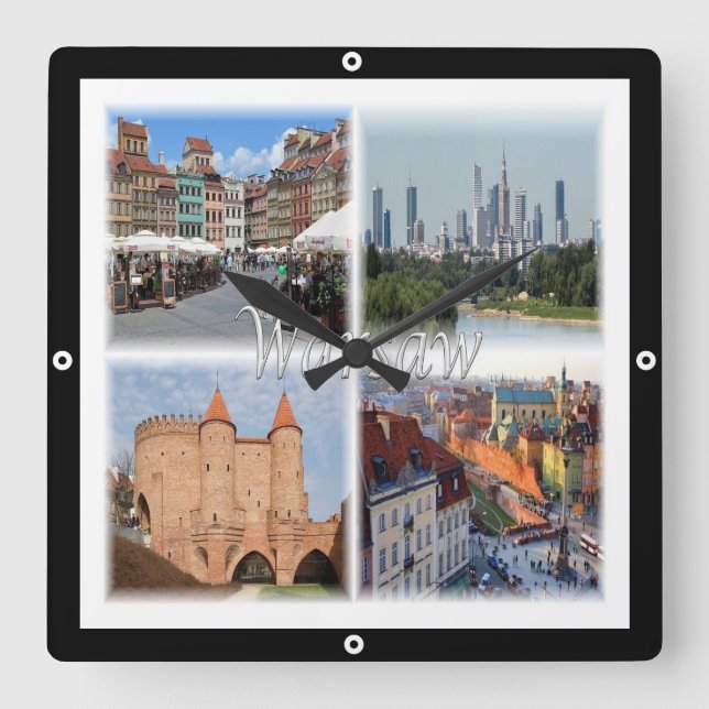 zPL006 WARSAW WARSZAWA, Poland, Europe, Square Wall Clock (Front)