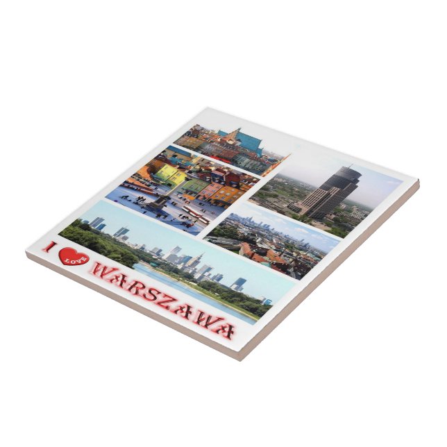 zPL010 WARSAW "I Love", Poland, Europe, Ceramic Tile (Side)