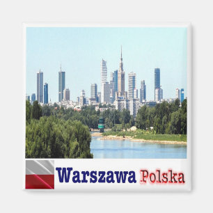 zPL014 WARSAW skylin, Poland, Europe, Fridge Magnet