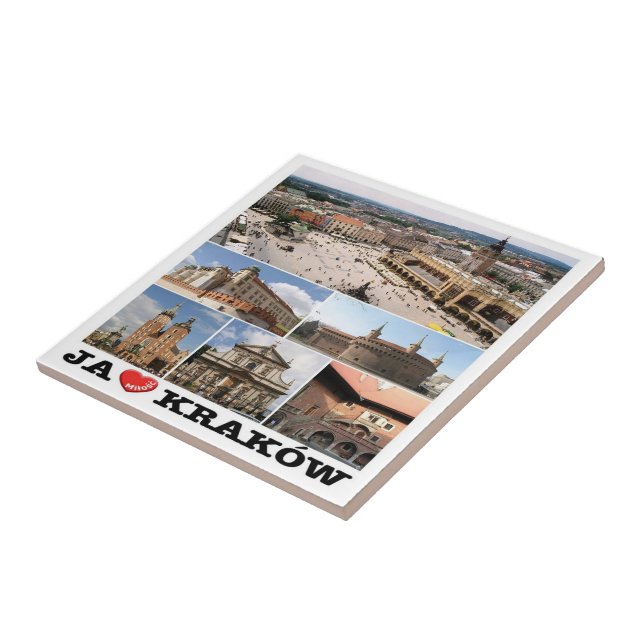 zPL020 KRAKÓW "I Love", Poland, Europe. Ceramic Tile (Side)