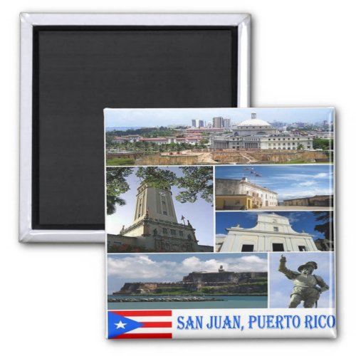 zPR017 PUERTO RICO San Juan Mosaic Fridge Magnet