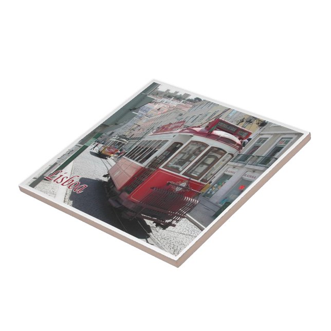 zPT014 LISBON Tram Streetcar, Portugal, Ceramic Tile (Side)