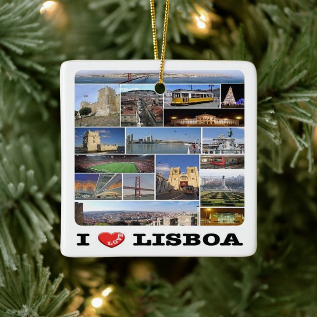 zPT018 LISBON "I Love", Portugal, Europe, Ceramic Ornament (Tree)