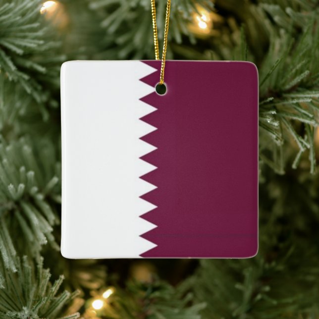 zQA001 Qatari FLAG Qatar, Ceramic Ornament (Tree)