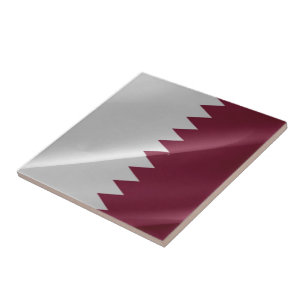 zQA002 waving Qatari FLAG Qatar, Ceramic Tile